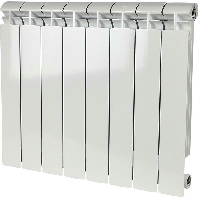 Радиатор биметаллический секционный ALPHA 500 8 секций, боковое подключение Ral 9016 STOUT