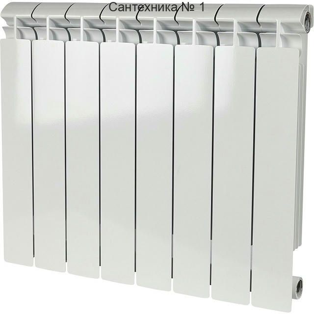 Радиатор биметаллический секционный ALPHA 500 8 секций, боковое подключение Ral 9016 STOUT