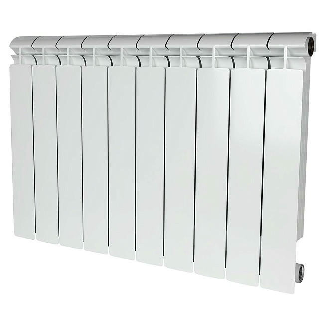 Радиатор биметаллический секционный ALPHA 500 10 секций, боковое подключение Ral 9016 STOUT