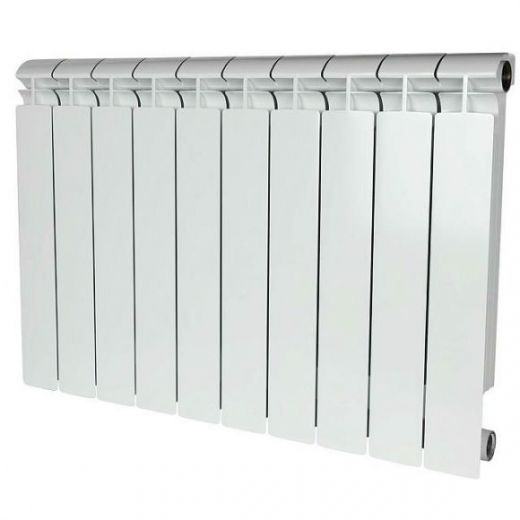 Радиатор биметаллический секционный ALPHA 500 10 секций, боковое подключение Ral 9016 STOUT