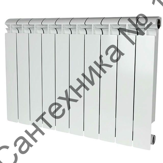 Радиатор биметаллический секционный ALPHA 500 10 секций, боковое подключение Ral 9016 STOUT