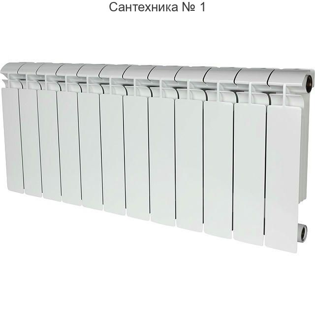 Радиатор биметаллический секционный ALPHA 350 12 секций, боковое подключение Ral 9016 STOUT