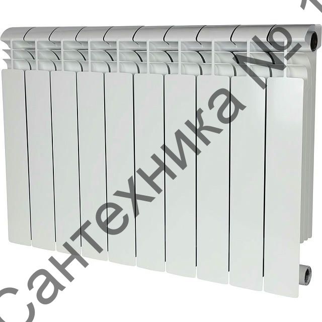 Радиатор биметаллический секционный VEGA 500 BM 10 секций, боковое подключение Ral 9016 STOUT