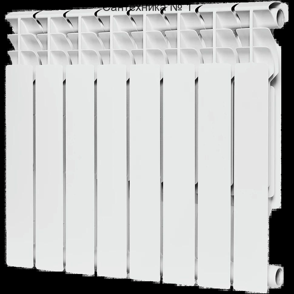 Радиатор биметаллический секционный Plus BM 500 8 секций, боковое подключение Ral 9016 ROMMER