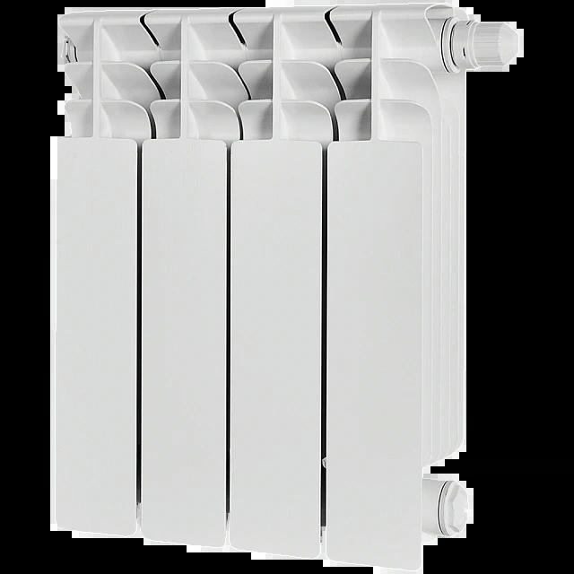 Радиатор биметаллический TITAN VENTIL 350 4 секции, нижнее правое, белый RAL 9016 STOUT