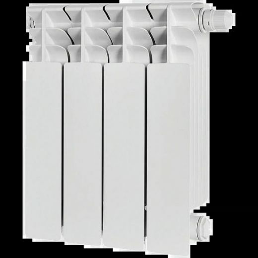 Радиатор биметаллический TITAN VENTIL 350 4 секции, нижнее правое, белый RAL 9016 STOUT