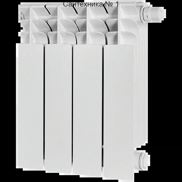 Радиатор биметаллический TITAN VENTIL 350 4 секции, нижнее правое, белый RAL 9016 STOUT