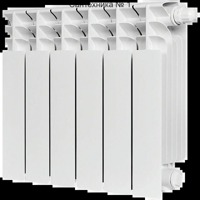 Радиатор биметаллический TITAN VENTIL 350 6 секций, нижнее правое, белый RAL 9016 STOUT