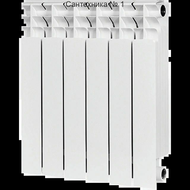 Радиатор биметаллический TITAN 500 6 секций, боковое подключение, белый RAL 9016 STOUT