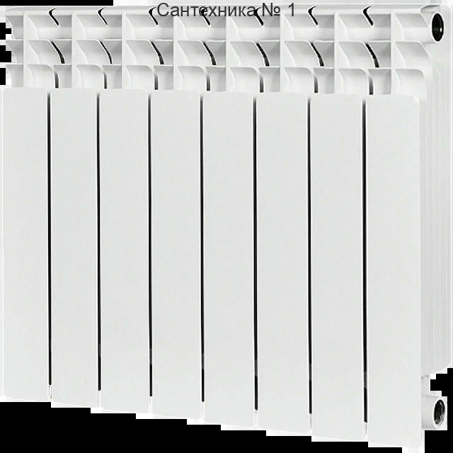 Радиатор биметаллический TITAN 500 8 секций, боковое подключение, белый RAL 9016 STOUT