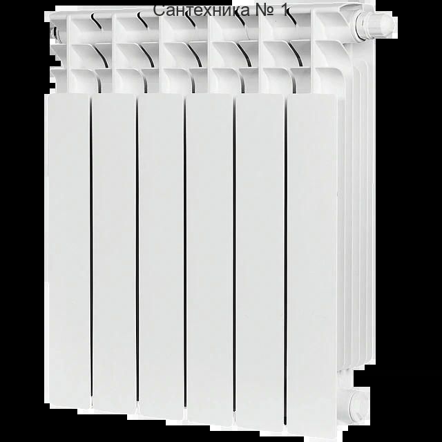 Радиатор биметаллический TITAN VENTIL 500 6 секций, нижнее правое, белый RAL 9016 STOUT