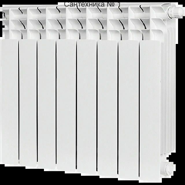 Радиатор биметаллический TITAN VENTIL 500 8 секций, нижнее правое, белый RAL 9016 STOUT