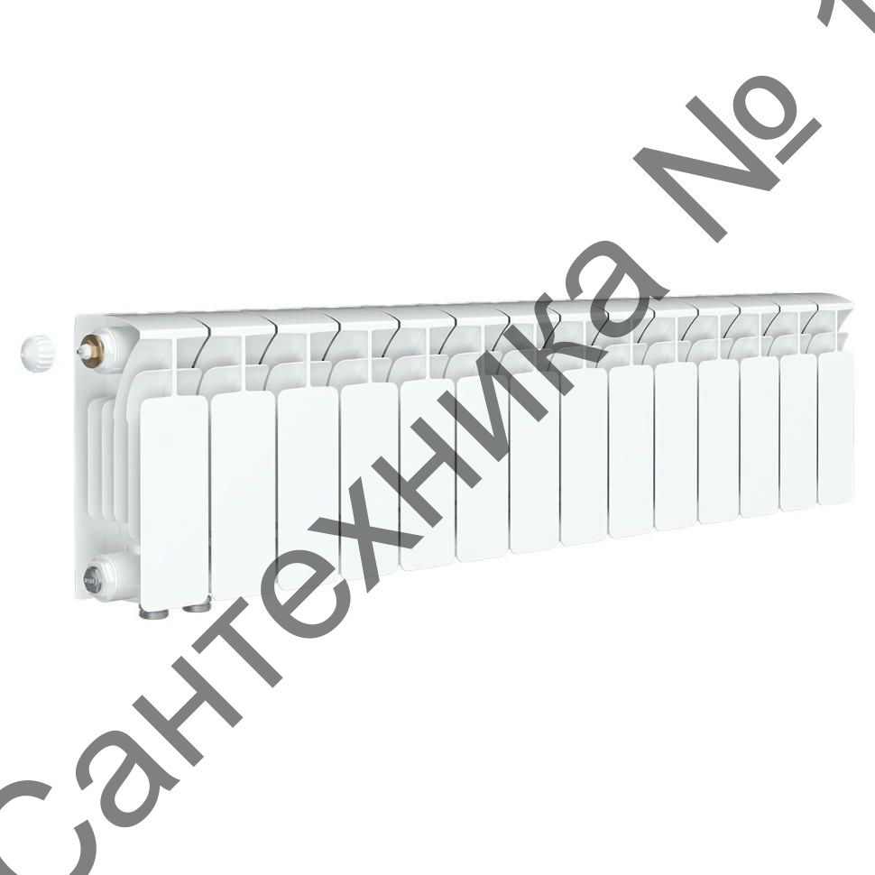 Радиатор биметаллический RIFAR BASE VENTIL 200 14 секций, нижнее левое подключение (белый RAL 9016)