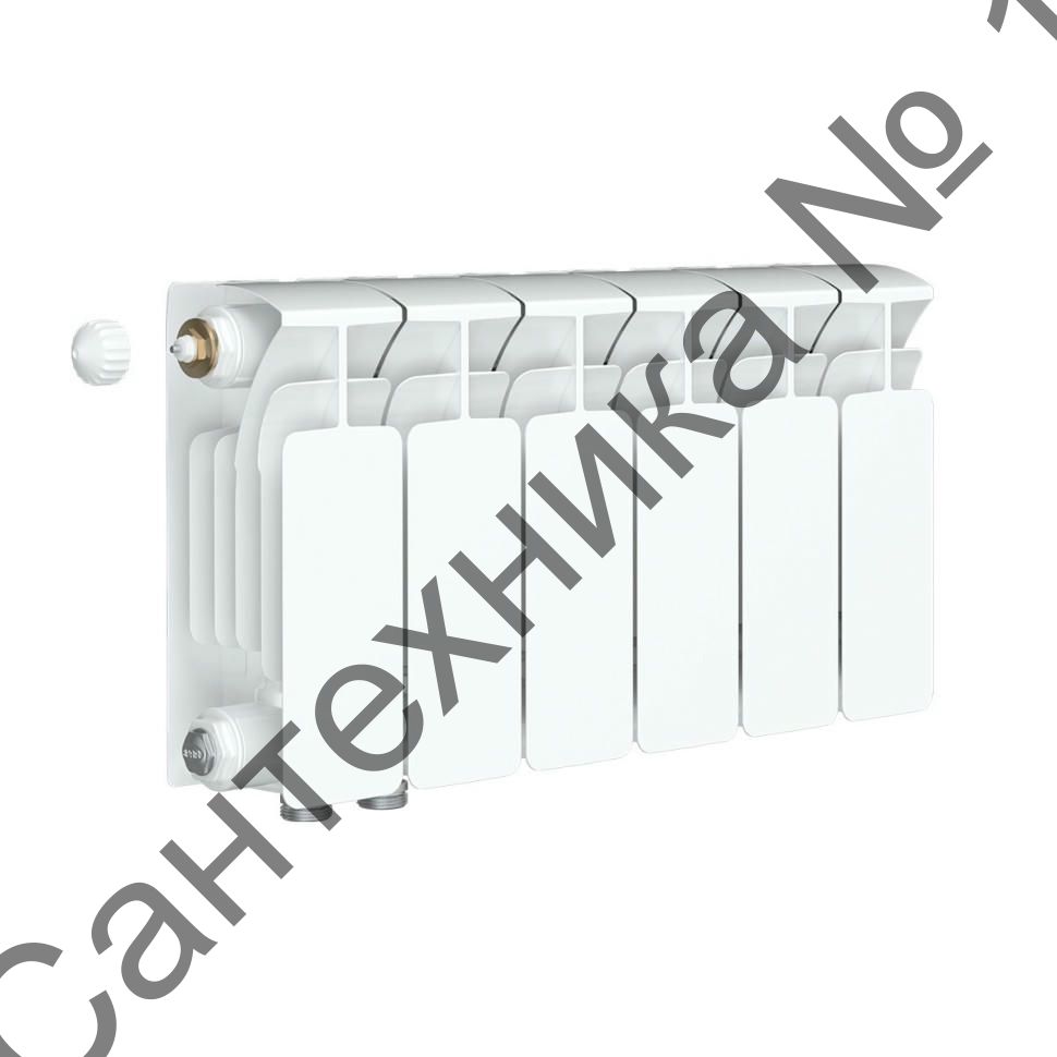 Радиатор биметаллический RIFAR BASE VENTIL 200 6 секций, нижнее левое подключение (белый RAL 9016)