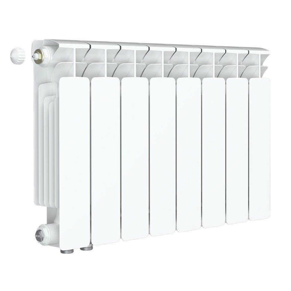 Радиатор биметаллический RIFAR BASE VENTIL 350 8 секций, нижнее левое подключение (белый RAL 9016)