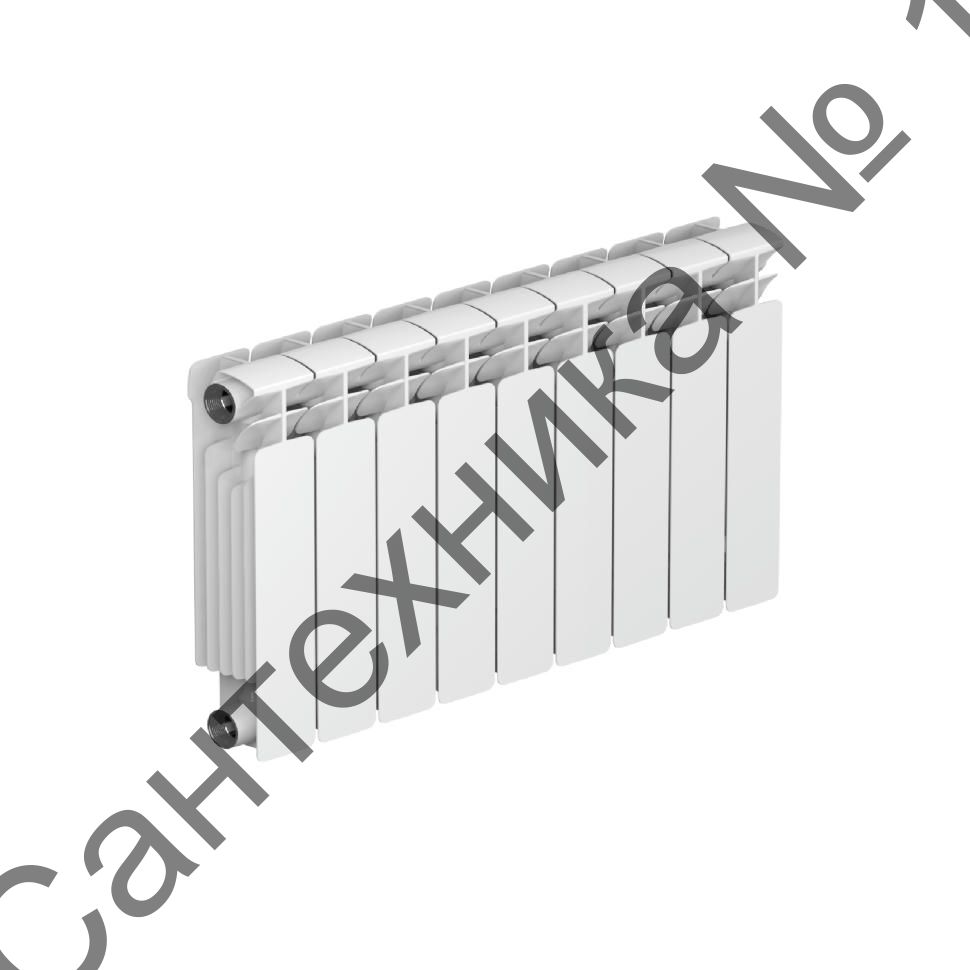 Радиатор биметаллический RIFAR BASE 350 9 секций, боковое подключение (белый RAL 9016)