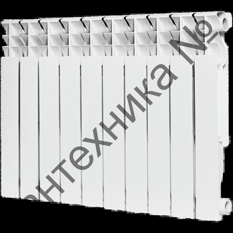 Радиатор алюминиевый секционный Plus 500 10 секций, боковое подключение Ral 9016 ROMMER