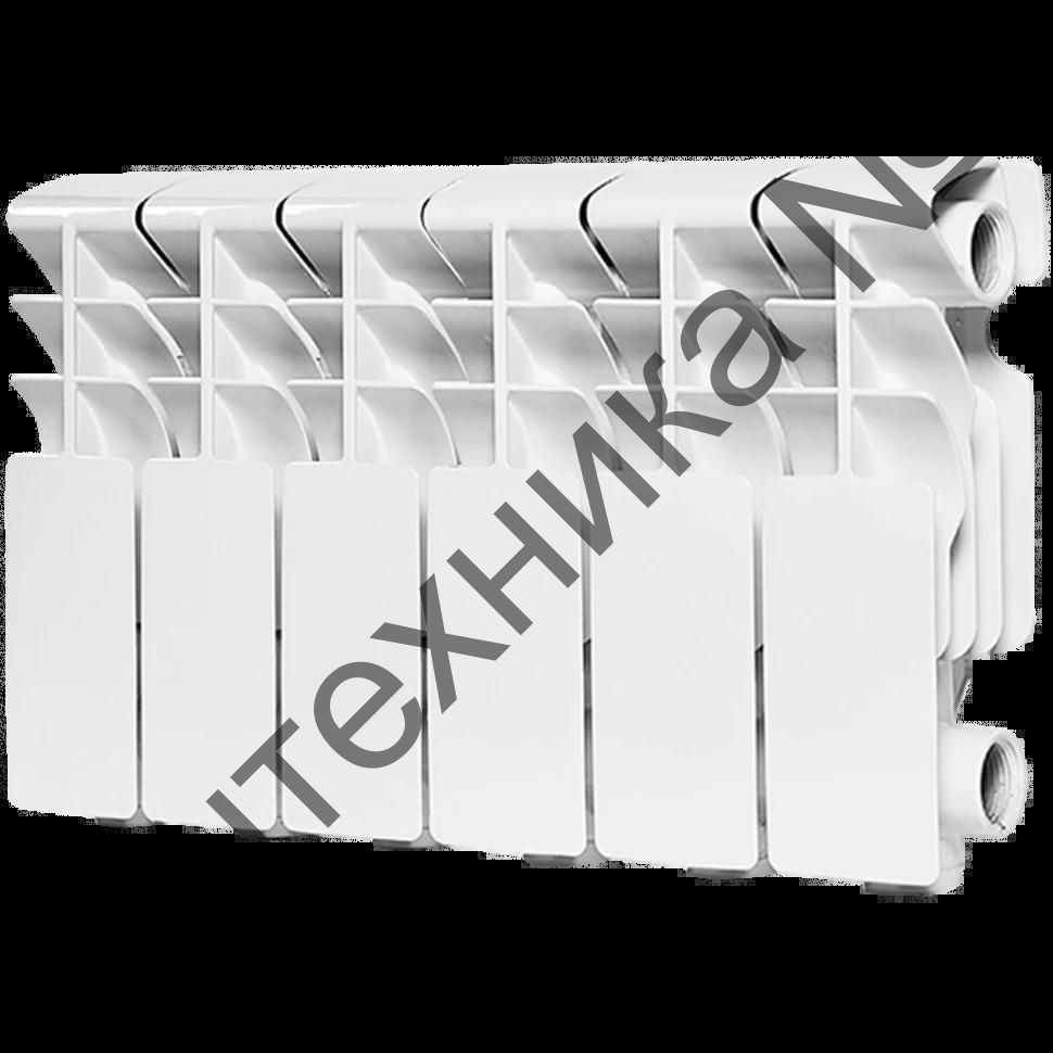 Радиатор алюминиевый секционный Plus 200 6 секций, боковое подключение Ral 9016 ROMMER