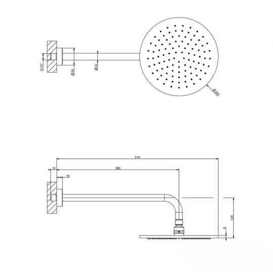 Настенная душевая головка Gessi 66148 схема 2