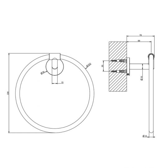 Полотенцедержатель кольцевой Gessi 63709 схема 2 Полотенцедержатель кольцевой Gessi 63709 схема 2