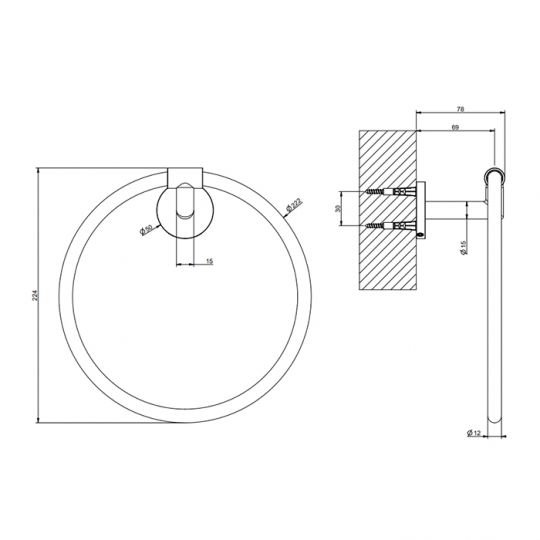 Полотенцедержатель кольцевой Gessi 63709 схема 4 Полотенцедержатель кольцевой Gessi 63709 схема 4