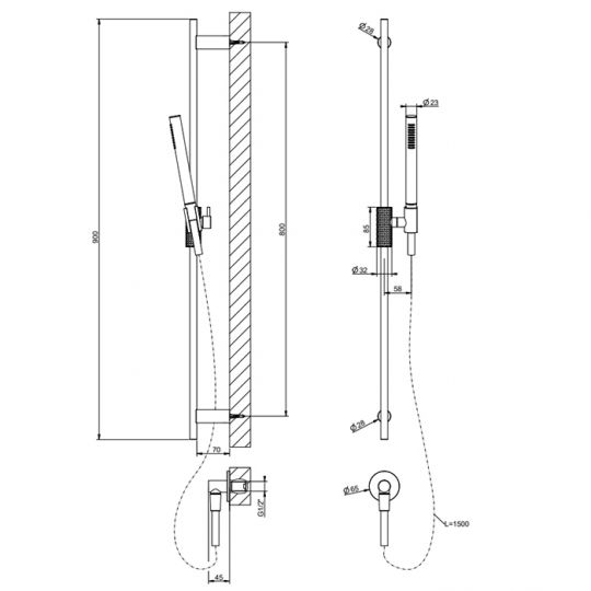 Душевой гарнитур Gessi Habito Intreccio 70142 схема 2 Душевой гарнитур Gessi Habito Intreccio 70142 схема 2