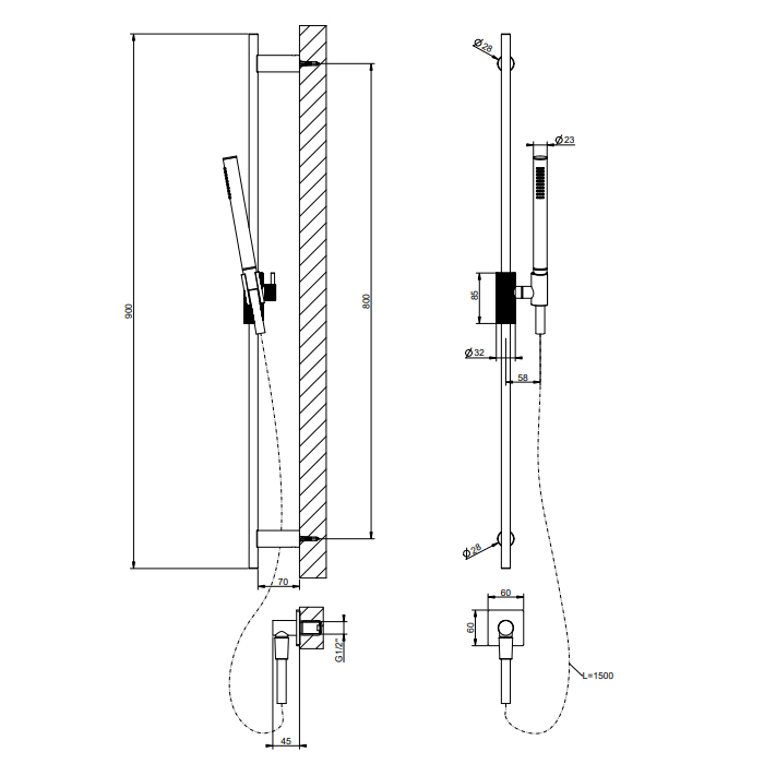 Душевой гарнитур Gessi Inverso Diamantato 73641 ФОТО