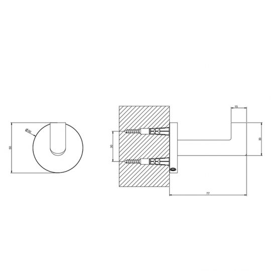 Крючок настенный Gessi Inverso Diamantato  5 см 63621 схема 2