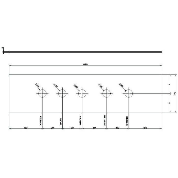 Пластина для монтажного бокса Gessi Technical на 5 отверстий  01758