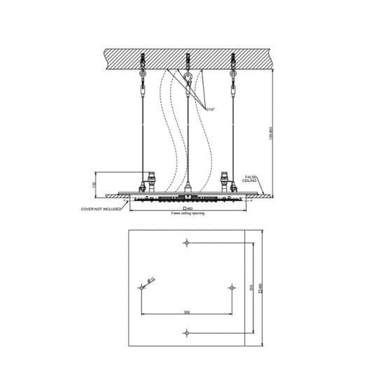 Встраиваемая часть душа Gessi Minimali 50x50 см 57907 схема 2