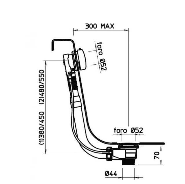 Слив-перелив для ванны Gessi L=70 см 01452 ФОТО