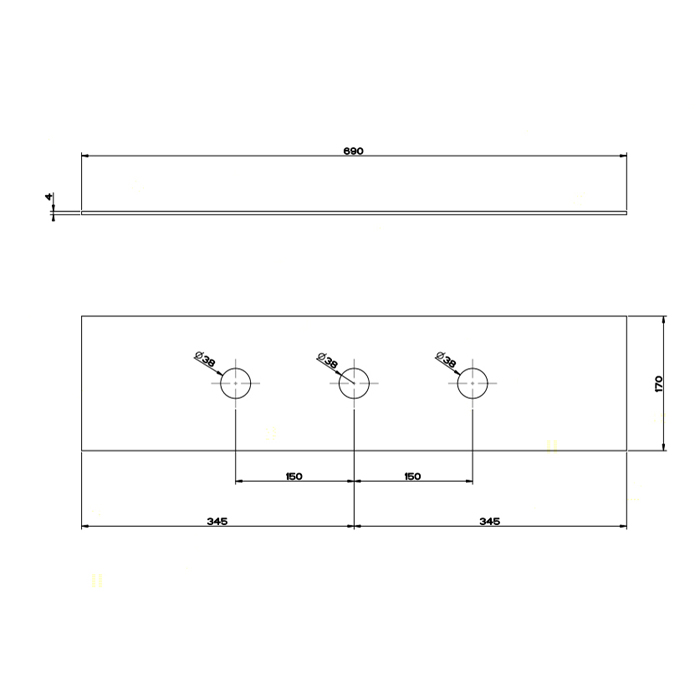 Пластина для монтажного бокса Gessi Bath-Shower 316 на 3 отверстия  54593 ФОТО