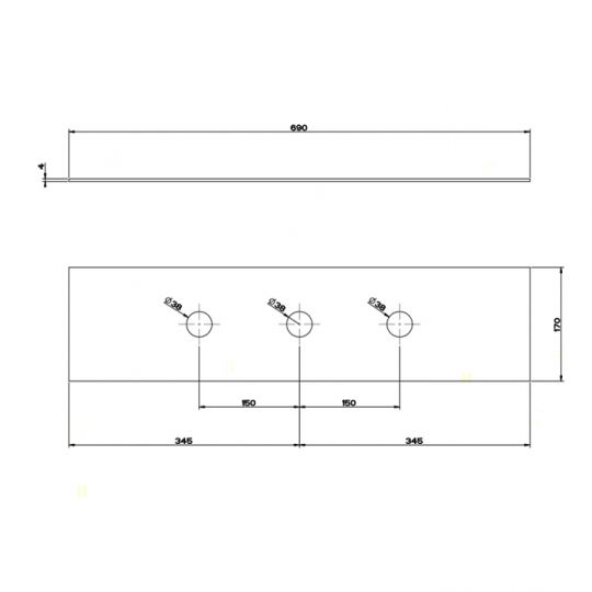 Пластина для монтажного бокса Gessi Bath-Shower 316 на 3 отверстия  54593 схема 2