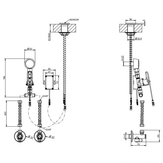 Удаленное управление для излива Gessi Flessa 54018 схема 2