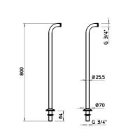 Душевая стойка Gessi Technical H=80 01415 схема 2