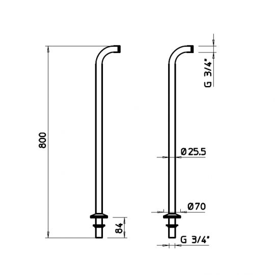 Душевая стойка Gessi Technical H=80 01415 схема 2