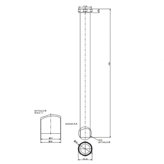 Удлинительная трубка для сифона Gessi Total Look 40 см 28767 схема 2 Удлинительная трубка для сифона Gessi Total Look 40 см 28767 схема 2