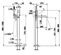 Смеситель для ванны Gessi Habito CESELLO 70428 схема 2 Смеситель для ванны Gessi Habito CESELLO 70428 схема 2