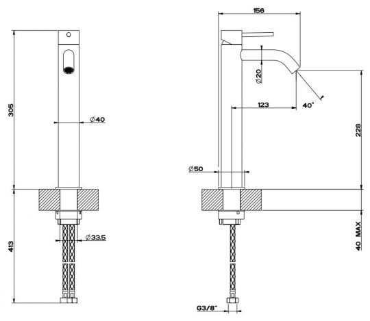 Gessi Flessa смеситель для раковины 54009 схема 6