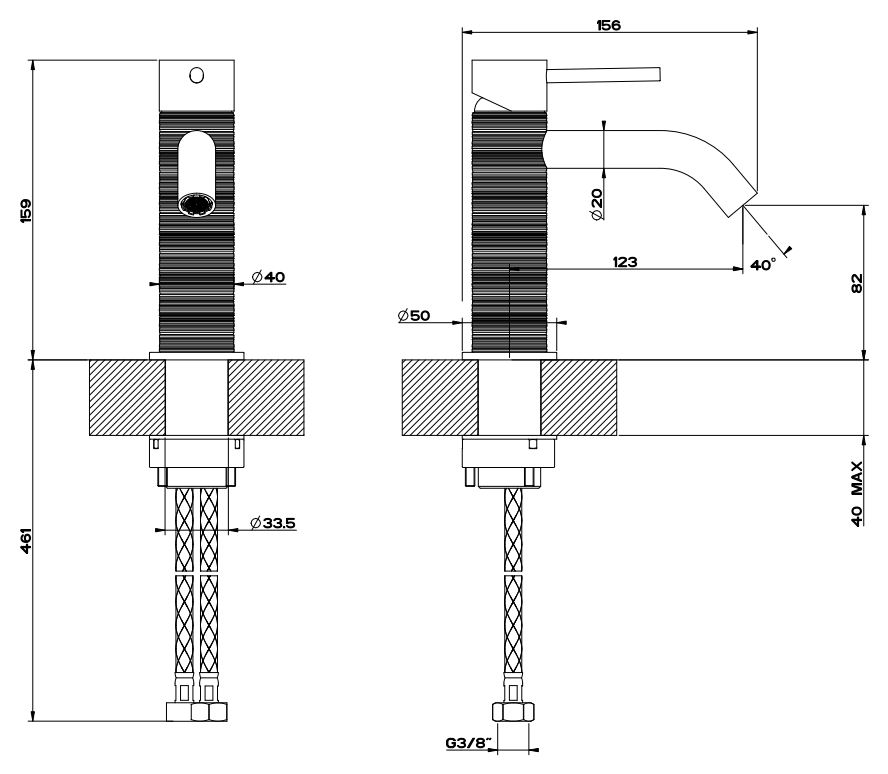 Смеситель для раковины Gessi Trame 54302 высота 15,3 см ФОТО