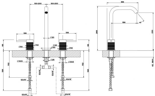 Gessi Trame смеситель для раковины 54311 схема 6