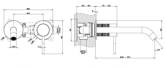 Gessi Trame смеситель для раковины 54383 схема 10