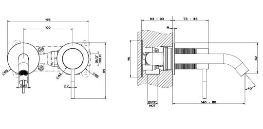 Gessi Trame смеситель для раковины 54383 схема 11