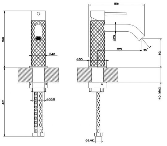 Gessi Intreccio смеситель для раковины 54102 схема 6 Gessi Intreccio смеситель для раковины 54102 схема 6