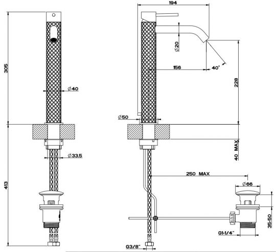 Gessi Intreccio смеситель для раковины 54103 схема 6 Gessi Intreccio смеситель для раковины 54103 схема 6