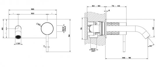Gessi Intreccio смеситель для раковины 54188 схема 6 Gessi Intreccio смеситель для раковины 54188 схема 6