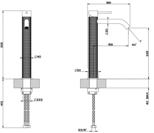 Смеситель для раковины Gessi Meccanica 54206 схема 2