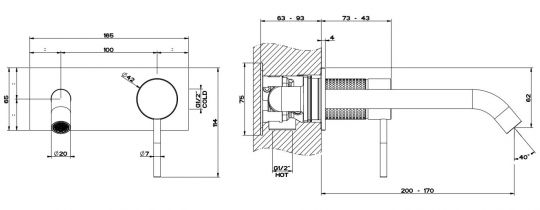 Gessi Cesello смеситель для раковины 54490 схема 6 Gessi Cesello смеситель для раковины 54490 схема 6