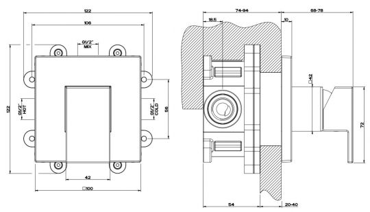 Gessi Rettangolo смеситель на раковину 20119 схема 10 Gessi Rettangolo смеситель на раковину 20119 схема 10
