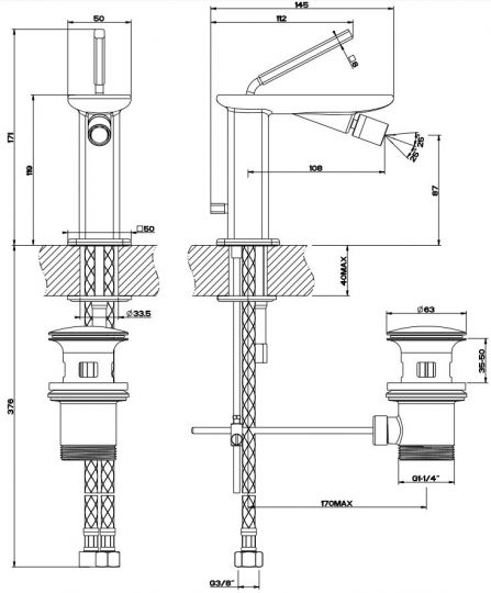Gessi iSpa смеситель для биде 41007 схема 2 Gessi iSpa смеситель для биде 41007 схема 2